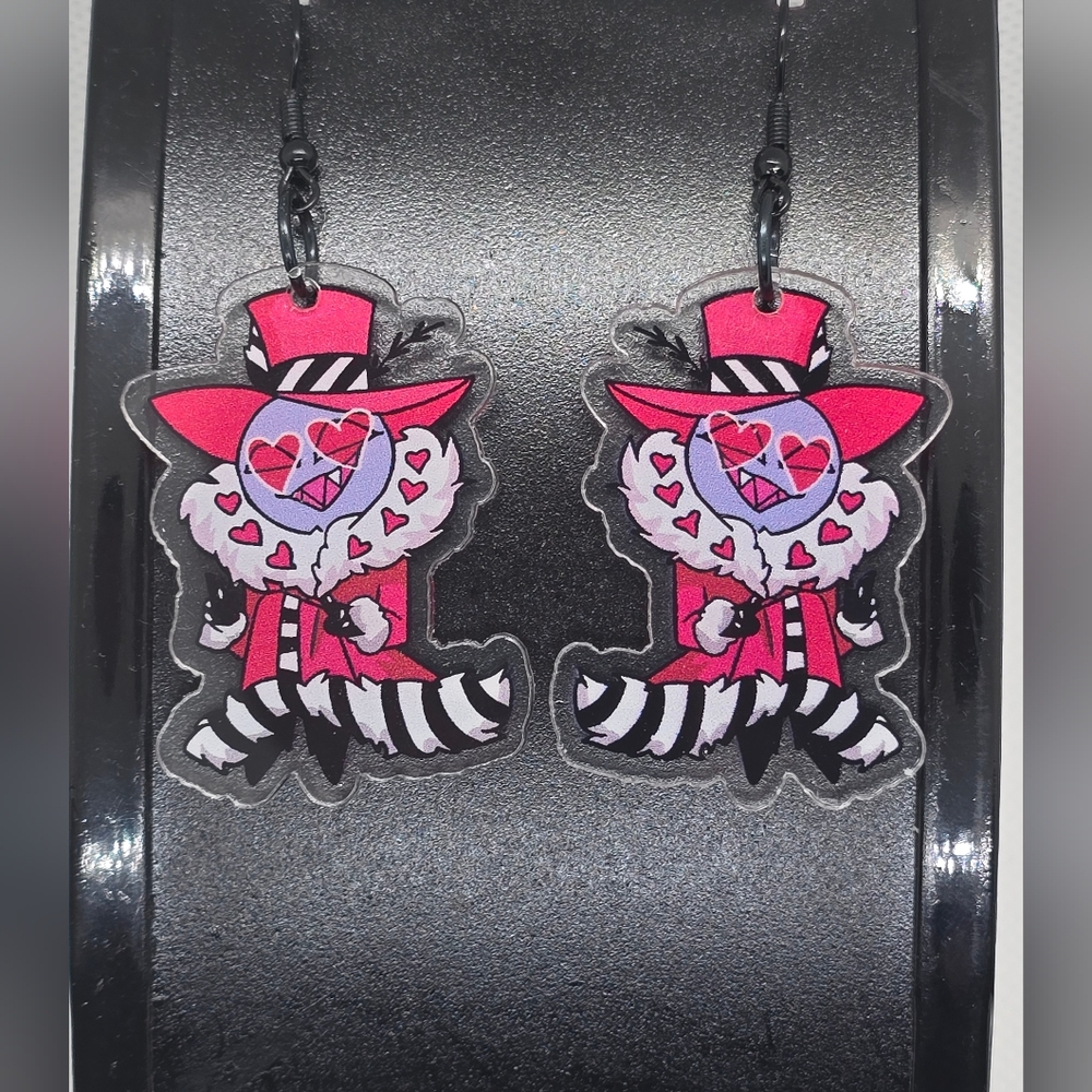 VALENTINO -‎ Hazbin Hotel Inspired Dangle Earrings! Handmade! Hypo-Allergenic